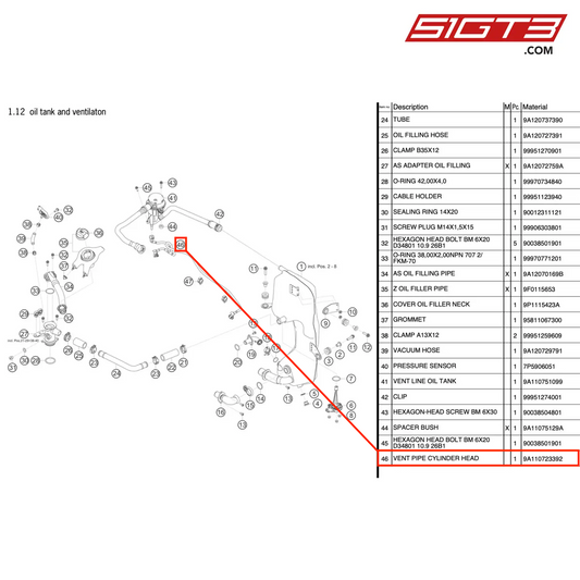 VENT PIPE CYLINDER HEAD - 9A110723392 [PORSCHE 911 GT3 Cup Type 991 (GEN 2)]