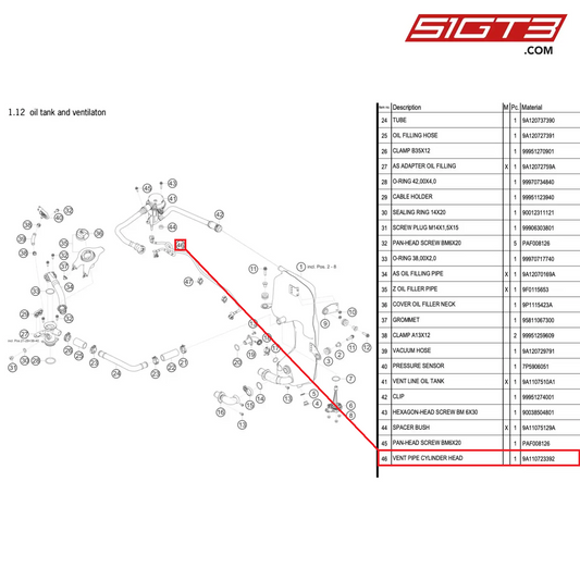 VENT PIPE CYLINDER HEAD - 9A110723392 [PORSCHE 991.1 GT3 Cup (2017)]