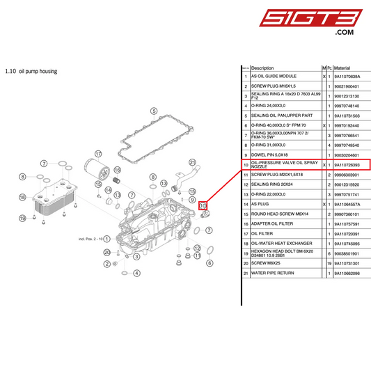 OIL-PRESSURE VALVE OIL SPRAY NOZZLE - 9A110726393 [PORSCHE 991.2 GT3 Cup]