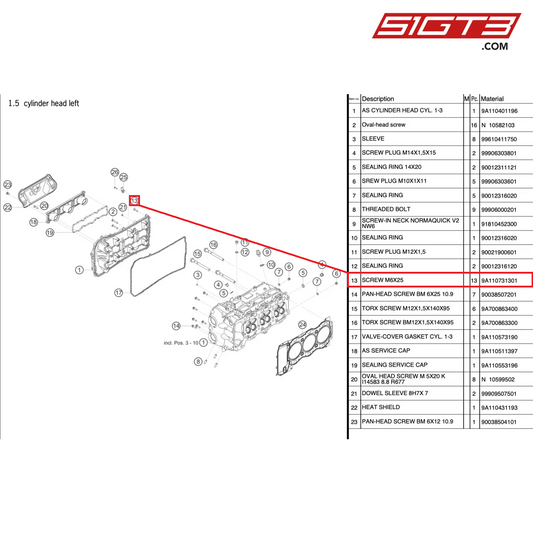 SCREW M6X25 - 9A110731301 [PORSCHE 991.2 GT3 Cup]