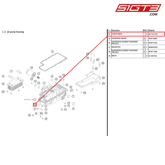 SCREW M6X25 - 9A110731301 [PORSCHE 911 GT3 R Type 991 (GEN 2)]