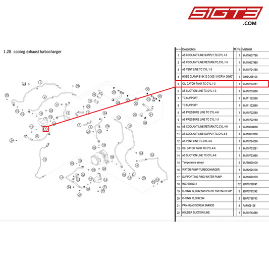 OIL CATCH TANK TC CYL.1-3 - 9A110733181 [PORSCHE 911 GT2 RS Clubsport]