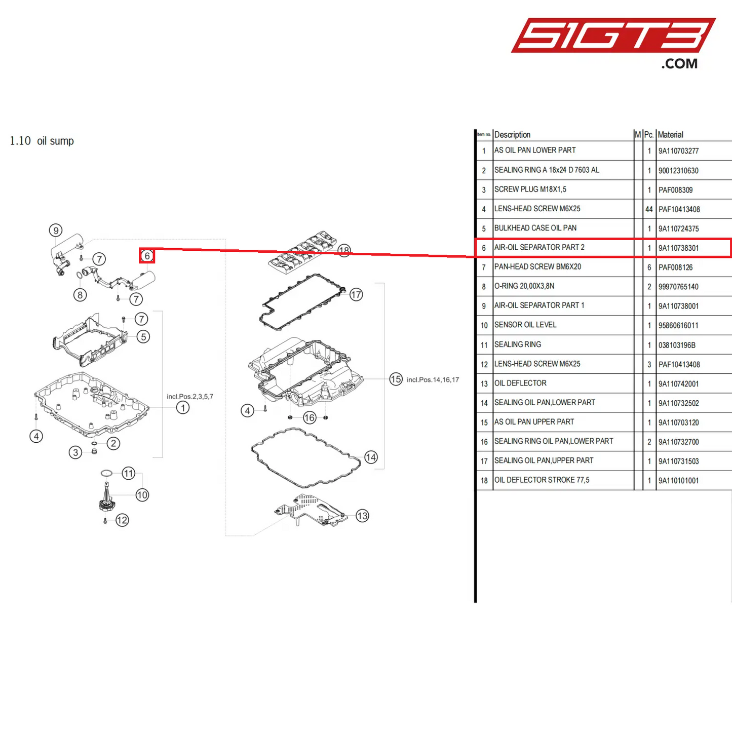 AIR-OIL SEPARATOR PART 2 - 9A110738301 [PORSCHE 718 Cayman GT4 Clubsport]