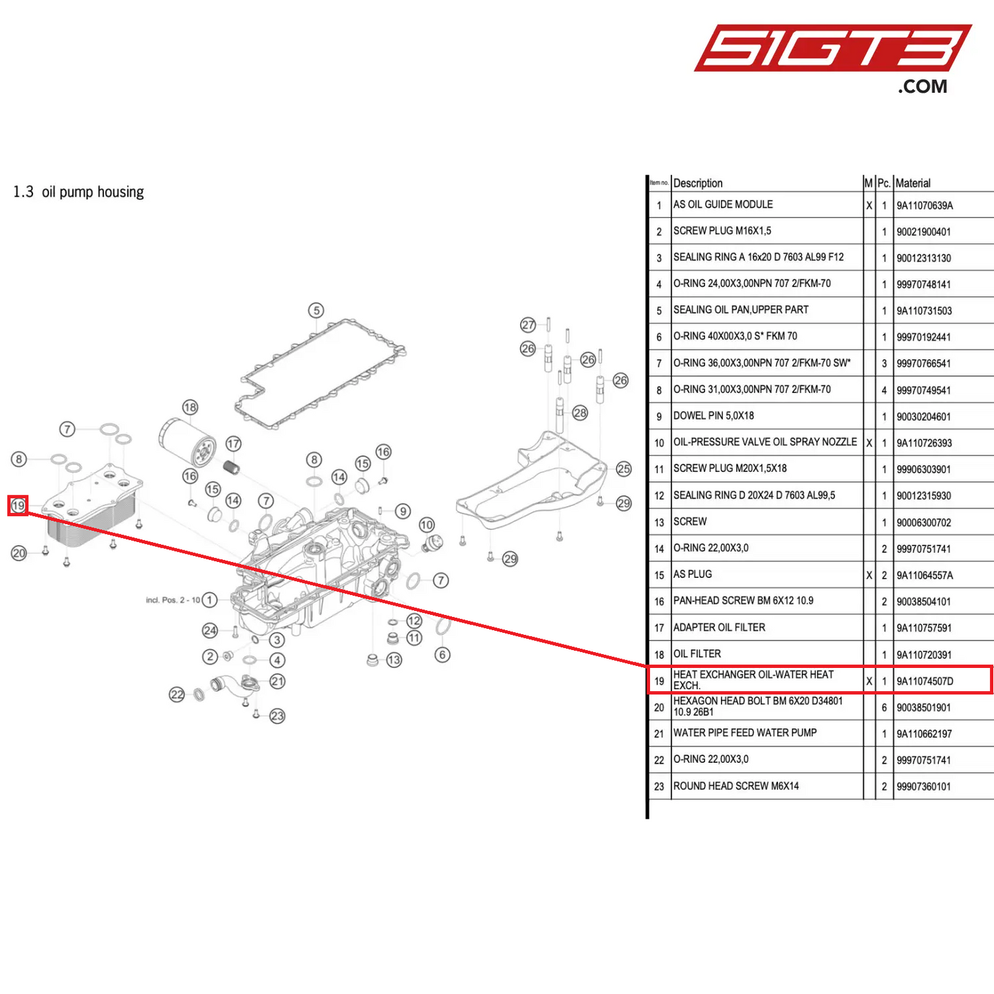 HEAT EXCHANGER OIL-WATER HEAT EXCH. - 9A11074507D [PORSCHE 911 GT3 R Type 991 (GEN 2)]