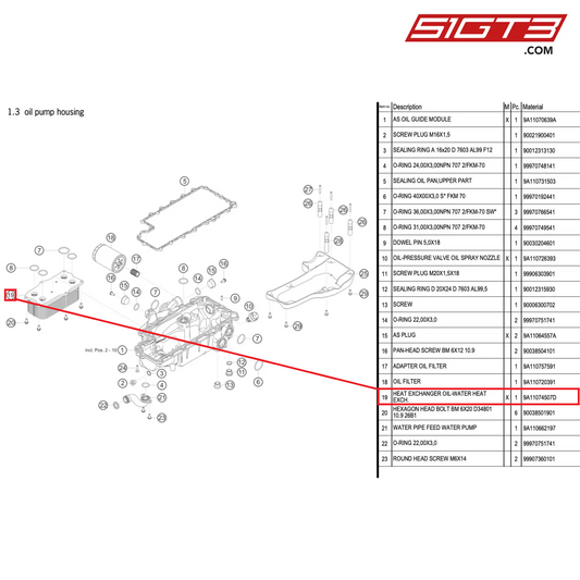 HEAT EXCHANGER OIL-WATER HEAT EXCH. - 9A11074507D [PORSCHE 911 GT3 R Type 991 (GEN 2)]