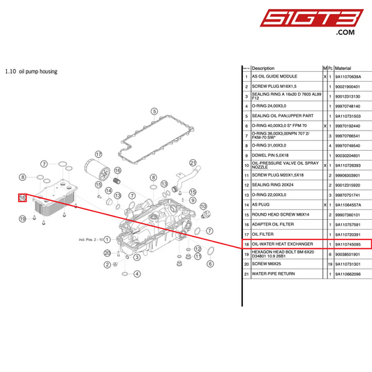 OIL-WATER HEAT EXCHANGER - 9A110745095 [PORSCHE 991.2 GT3 Cup]