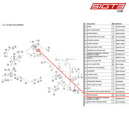 SPACER BUSH - 9A11075129A [PORSCHE 911 GT3 Cup Type 991 (GEN 2)]