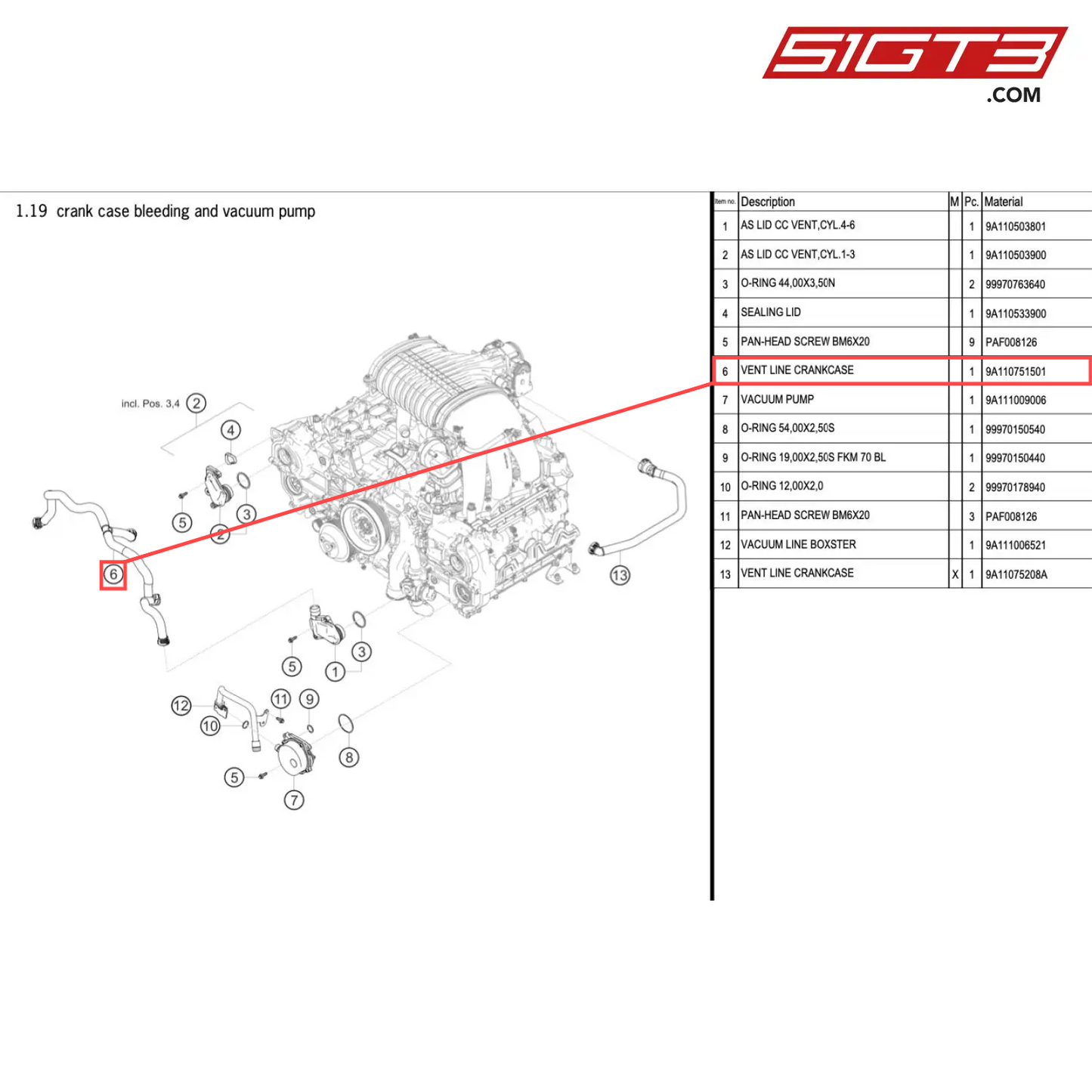 VENT LINE CRANKCASE - 9A110751501 [PORSCHE 718 Cayman GT4 Clubsport]