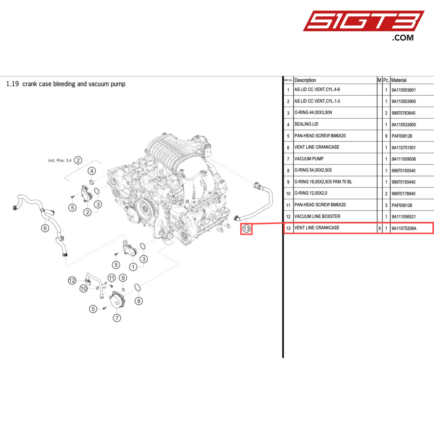 VENT LINE CRANKCASE - 9A11075208A [PORSCHE 718 Cayman GT4 Clubsport]