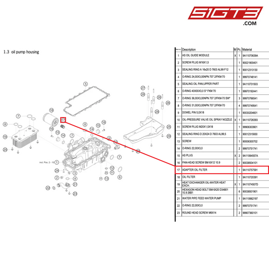 ADAPTER OIL FILTER - 9A110757591 [PORSCHE 911 GT3 R Type 991 (GEN 2)]