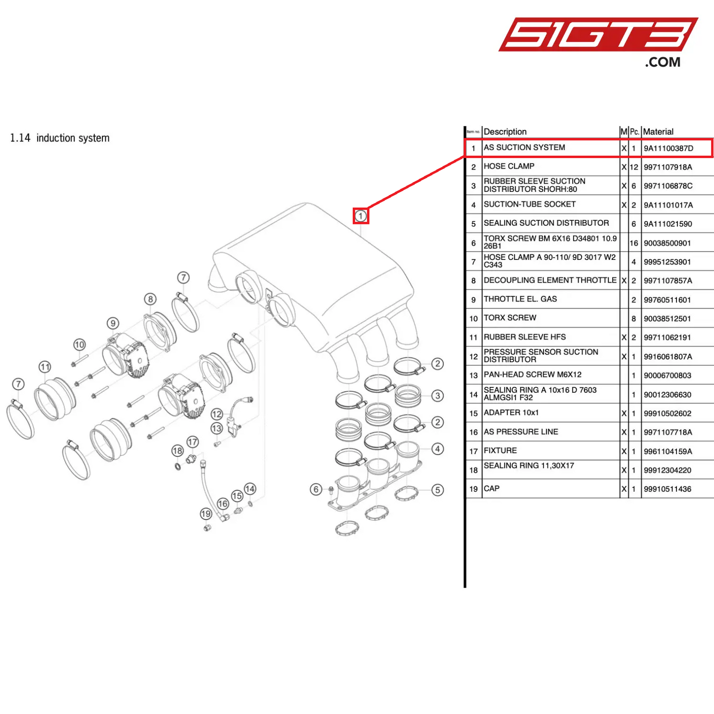 AS SUCTION SYSTEM - 9A11100387D [PORSCHE 991.1 GT3 R]