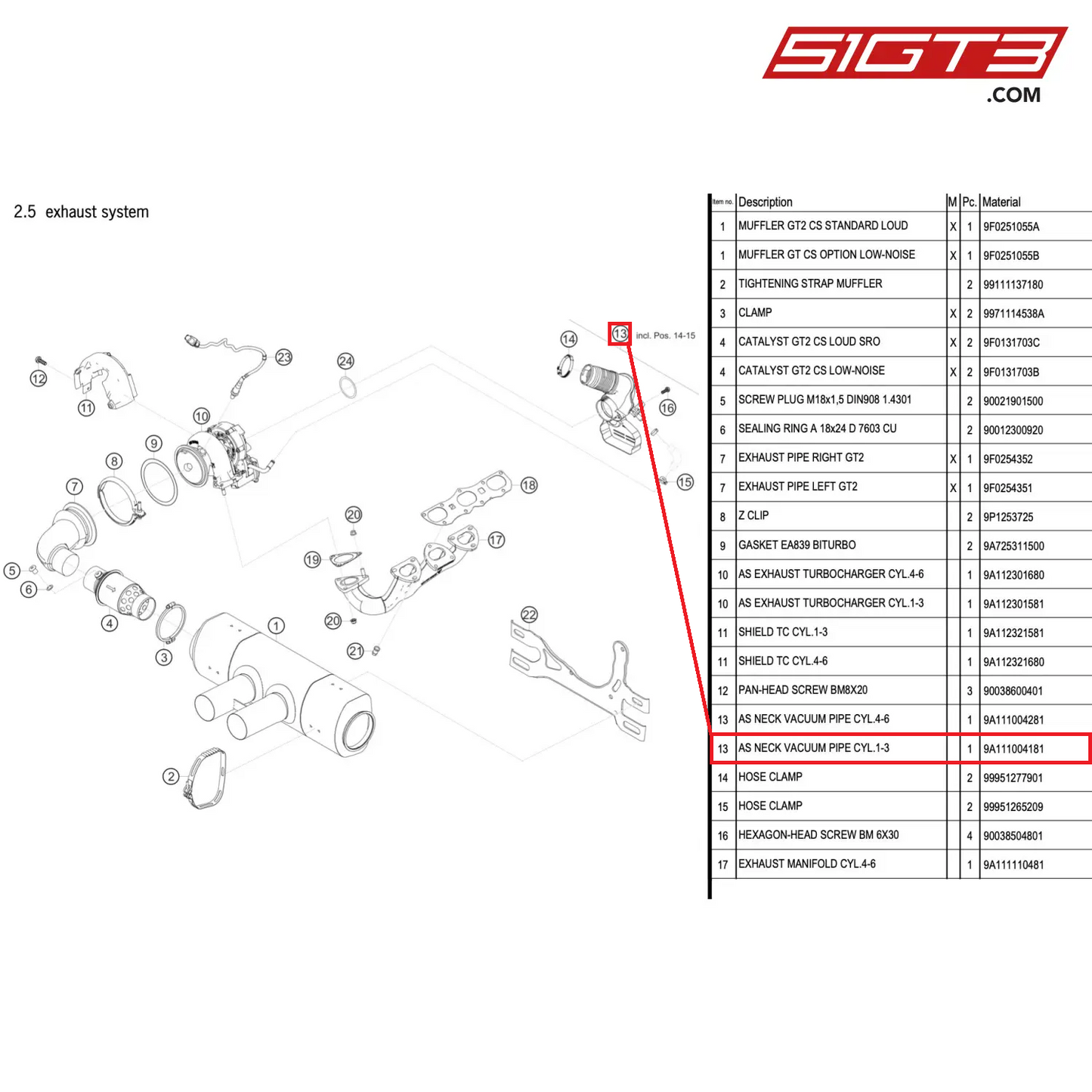 AS NECK VACUUM PIPE CYL.1-3 - 9A111004181 [PORSCHE 911 GT2 RS Clubsport]