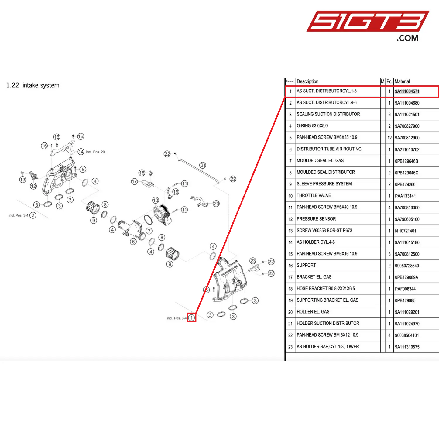 AS SUCT. DISTRIBUTORCYL.1-3 - 9A111004571 [PORSCHE 911 GT2 RS Clubsport]