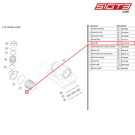 AIR FILTER - 9A11101317B [PORSCHE 992.1 GT3 R]