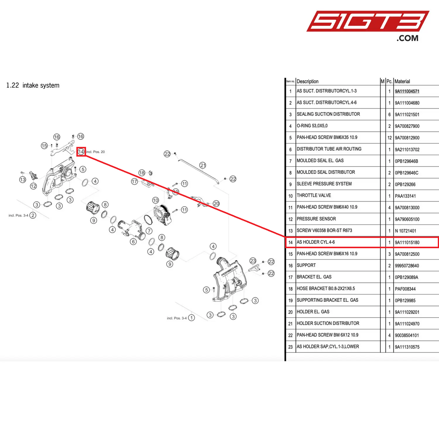 AS HOLDER CYL.4-6 - 9A111015180 [PORSCHE 911 GT2 RS Clubsport]