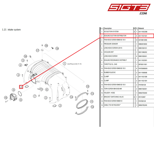 SEALING SUCTION DISTRIBUTOR - 9A111021501 [PORSCHE 718 Cayman GT4 Clubsport]