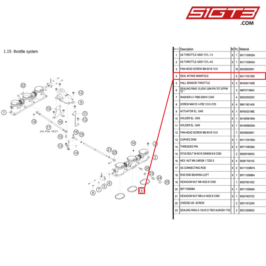 SEAL INTAKE MANIFOLD - 9A111021590 [PORSCHE 911 GT3 R Type 991 (GEN 2)]