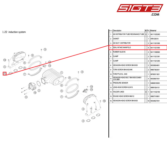 SEAL INTAKE MANIFOLD - 9A111021590 [PORSCHE 991.1 GT3 Cup (2017)]