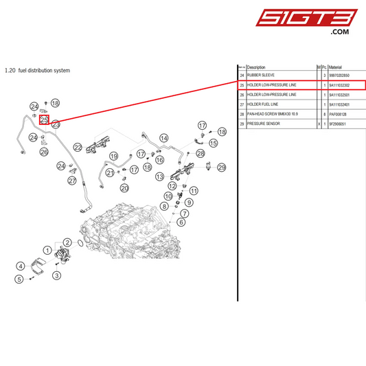 HOLDER LOW-PRESSURE LINE - 9A111032302 [PORSCHE 718 Cayman GT4 Clubsport]