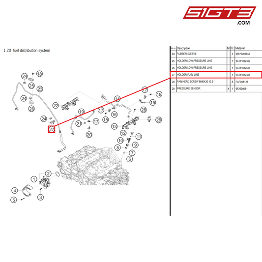 HOLDER FUEL LINE - 9A111032401 [PORSCHE 718 Cayman GT4 Clubsport]