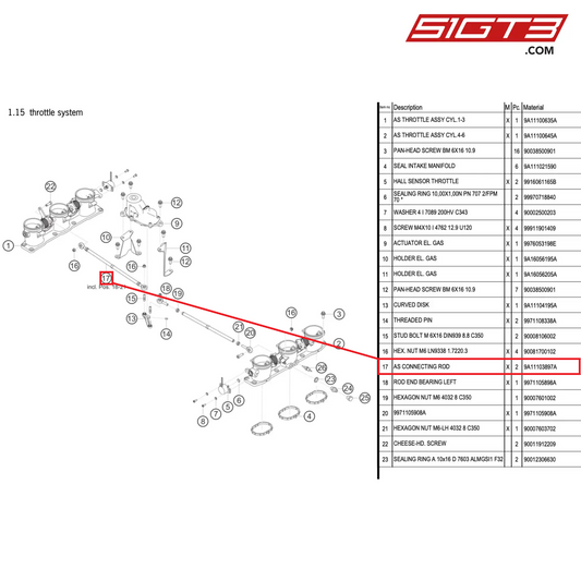 AS CONNECTING ROD - 9A11103897A [PORSCHE 911 GT3 R Type 991 (GEN 2)]