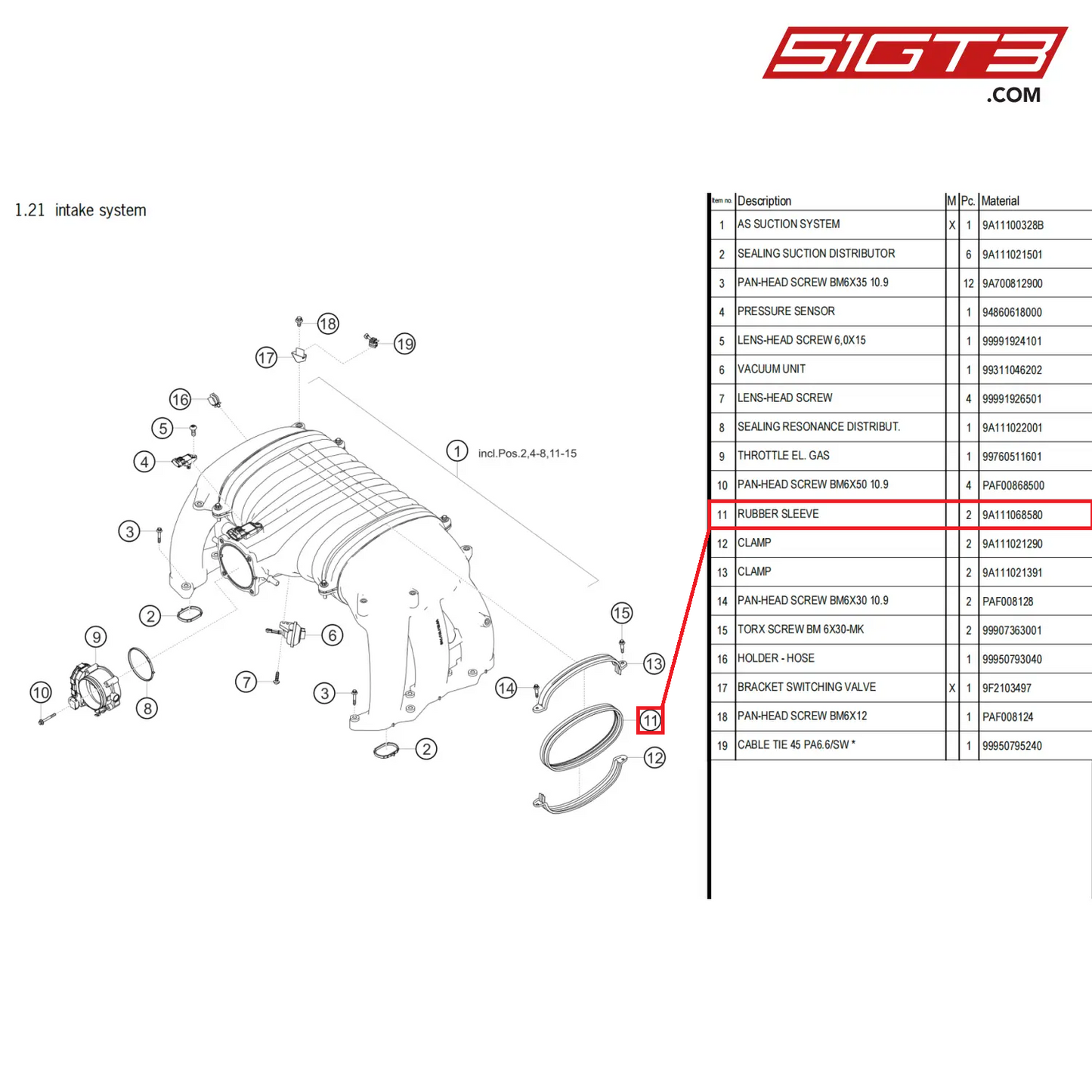 RUBBER SLEEVE - 9A111068580 [PORSCHE 718 Cayman GT4 Clubsport]