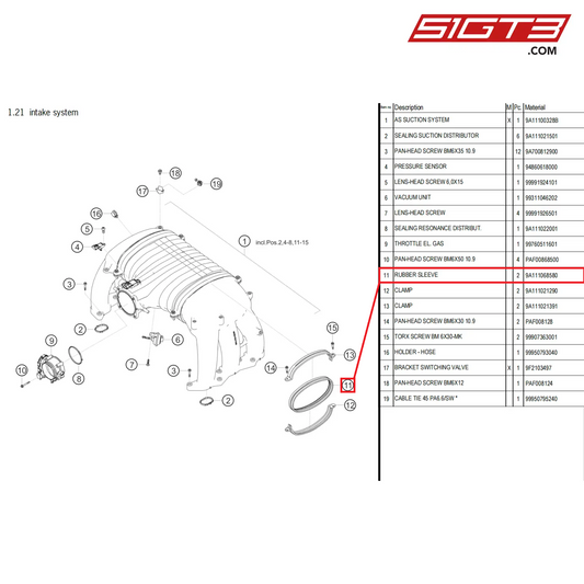 RUBBER SLEEVE - 9A111068580 [PORSCHE 718 Cayman GT4 Clubsport]