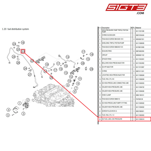 AS FUEL LINE LOW PRESSURE - 9A111090614 [PORSCHE 718 Cayman GT4 Clubsport]