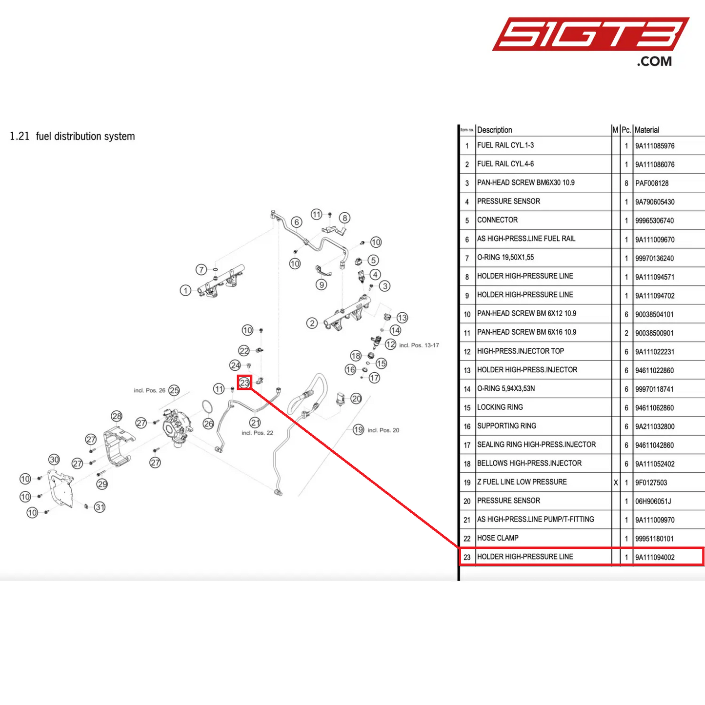 HOLDER HIGH-PRESSURE LINE - 9A111094002 [PORSCHE 911 GT2 RS Clubsport]