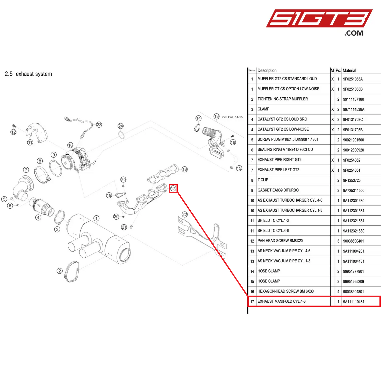 EXHAUST MANIFOLD CYL.4-6 - 9A111110481 [PORSCHE 911 GT2 RS Clubsport]