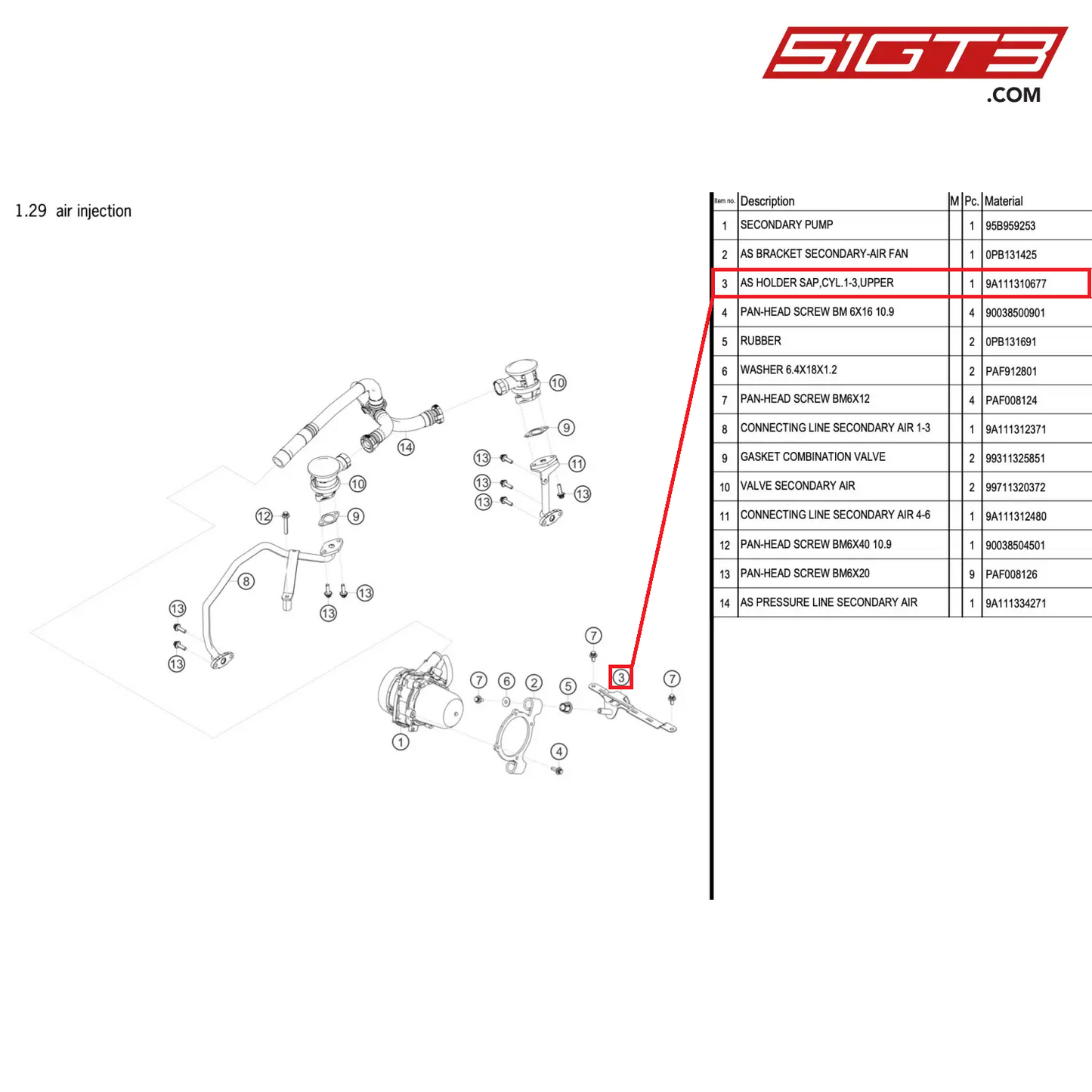 AS HOLDER SAP,CYL.1-3,UPPER - 9A111310677 [PORSCHE 911 GT2 RS Clubsport]