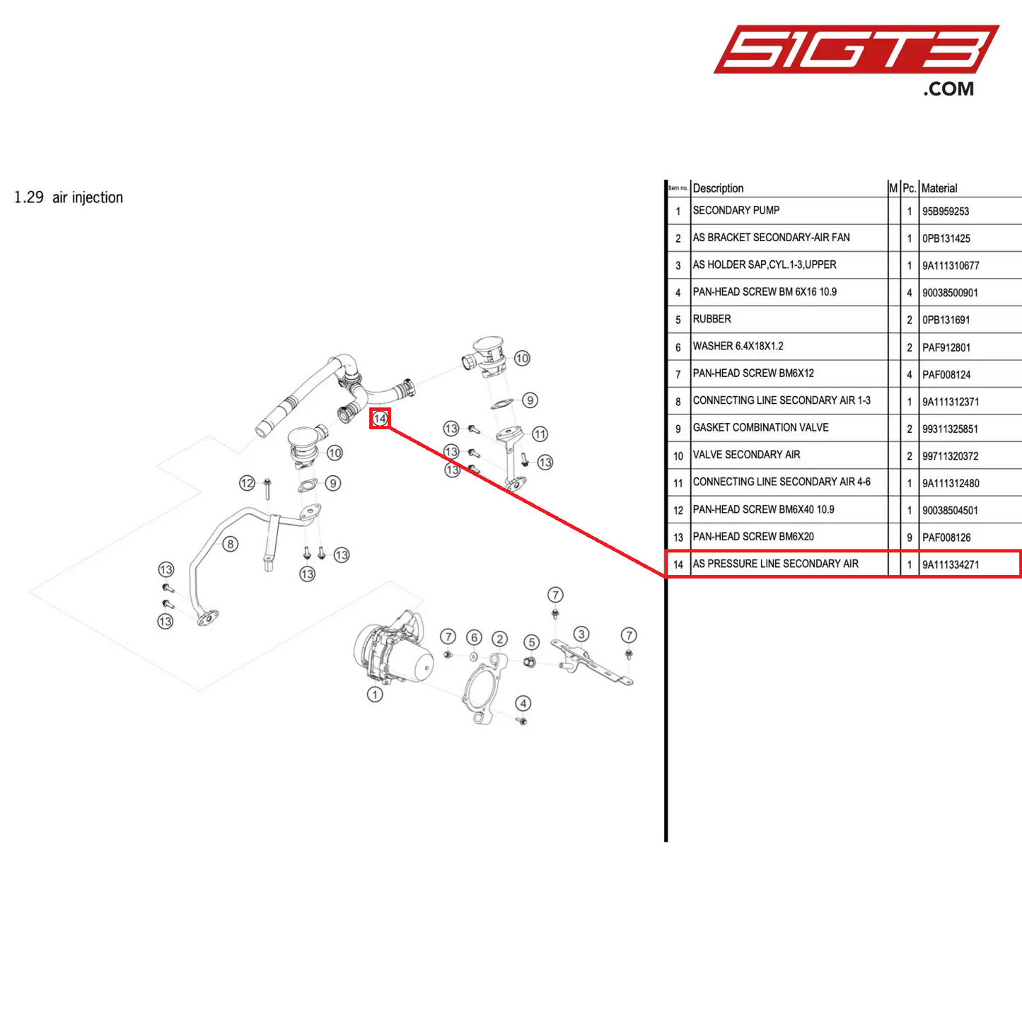 AS PRESSURE LINE SECONDARY AIR - 9A111334271 [PORSCHE 911 GT2 RS Clubsport]