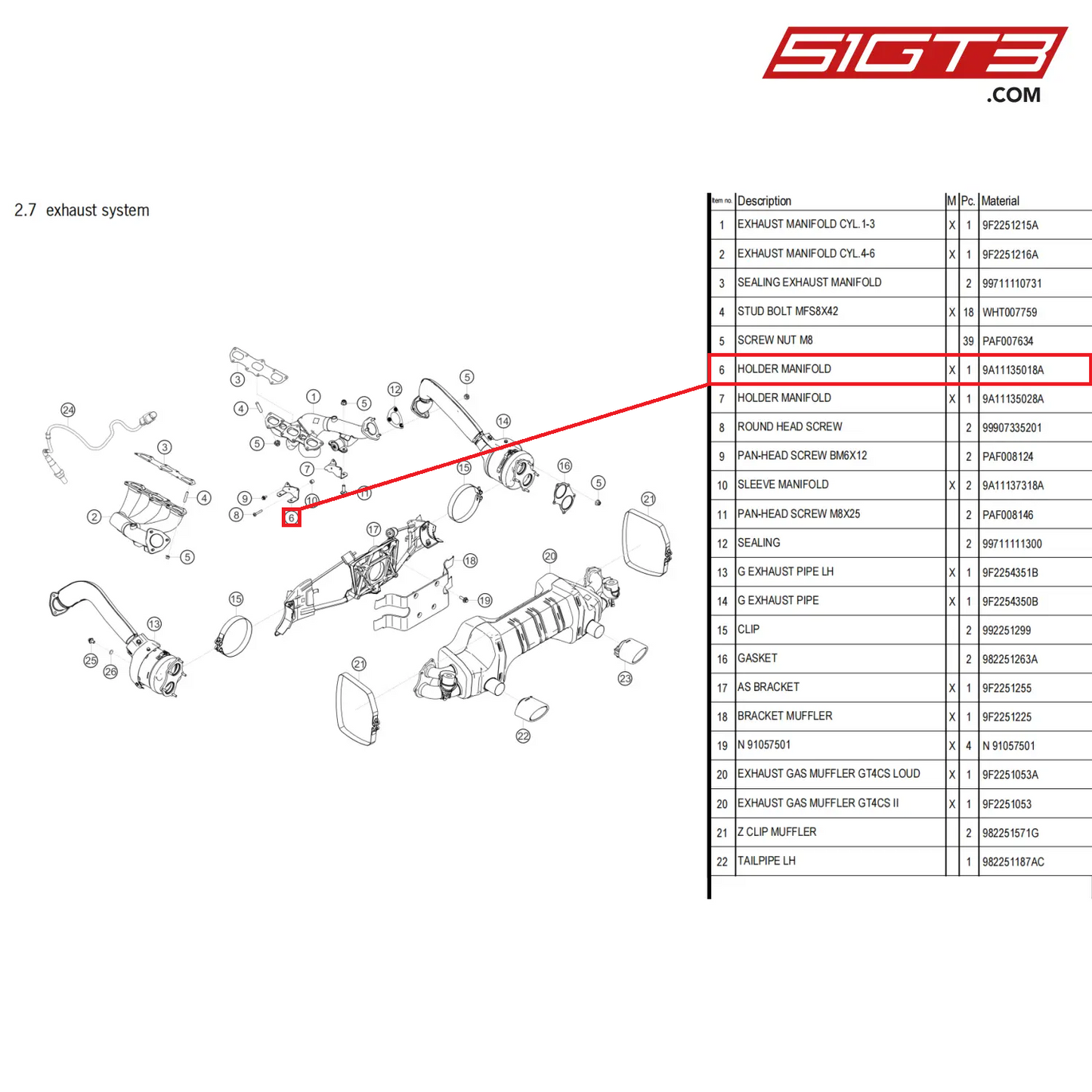 HOLDER MANIFOLD - 9A11135018A [PORSCHE 718 Cayman GT4 Clubsport]