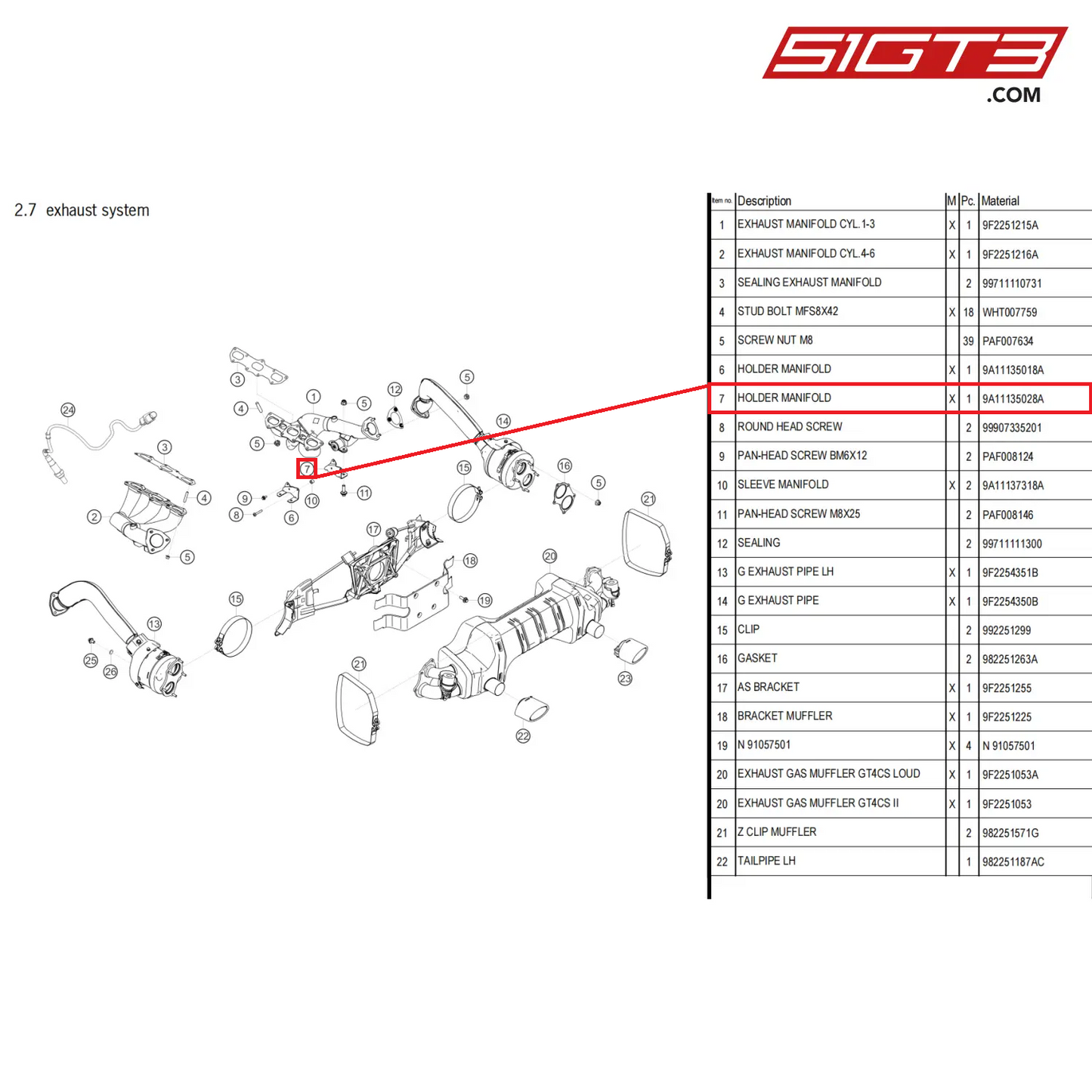 HOLDER MANIFOLD - 9A11135028A [PORSCHE 718 Cayman GT4 Clubsport]