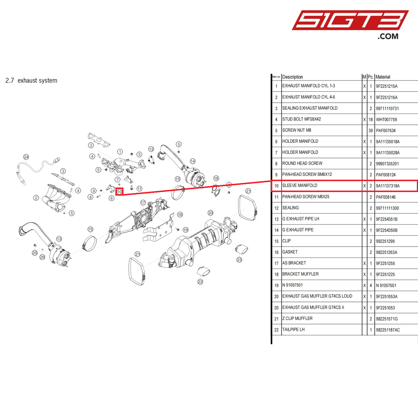 SLEEVE MANIFOLD - 9A11137318A [PORSCHE 718 Cayman GT4 Clubsport]