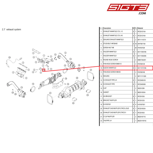 SLEEVE MANIFOLD - 9A11137318A [PORSCHE 718 Cayman GT4 Clubsport]