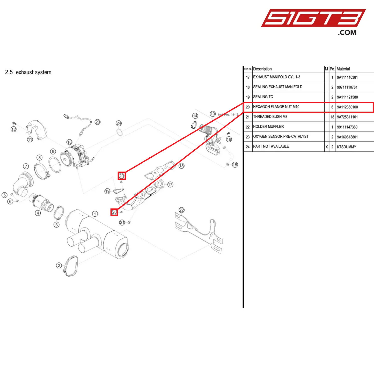 HEXAGON FLANGE NUT M10 - 9A112360100 [PORSCHE 911 GT2 RS Clubsport]