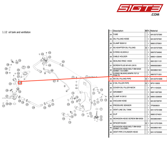 AS OIL FILLING PIPE - 9A12070169B [PORSCHE 911 GT3 Cup Type 991 (GEN 2)]