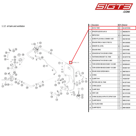 AS OIL TANK - 9A12070709C [PORSCHE 991.1 GT3 Cup (2017)]