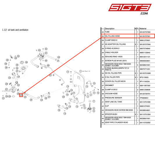 OIL FILLING HOSE - 9A120727391 [PORSCHE 911 GT3 Cup Type 991 (GEN 2)]