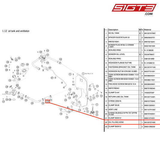 OIL FILLING HOSE - 9A120727490 [PORSCHE 911 GT3 Cup Type 991 (GEN 2)]