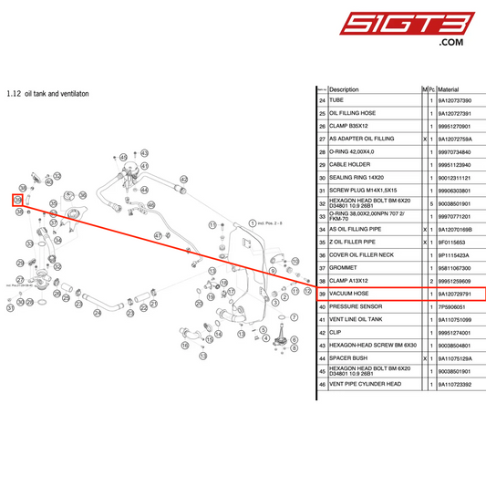 VACUUM HOSE - 9A120729791 [PORSCHE 911 GT3 Cup Type 991 (GEN 2)]