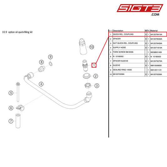 QUICK-REL. COUPLING - 9A12076419A [PORSCHE 991.2 GT3 Cup]