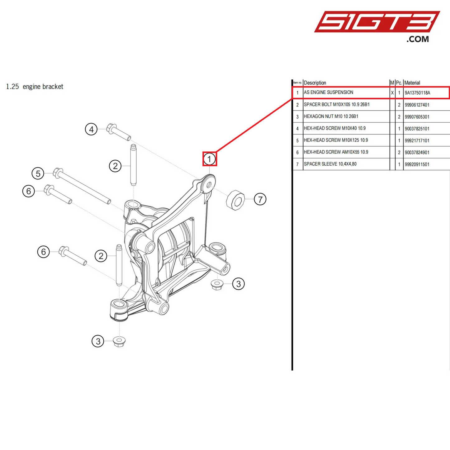 AS ENGINE SUSPENSION - 9A13750118A [PORSCHE 718 Cayman GT4 Clubsport]