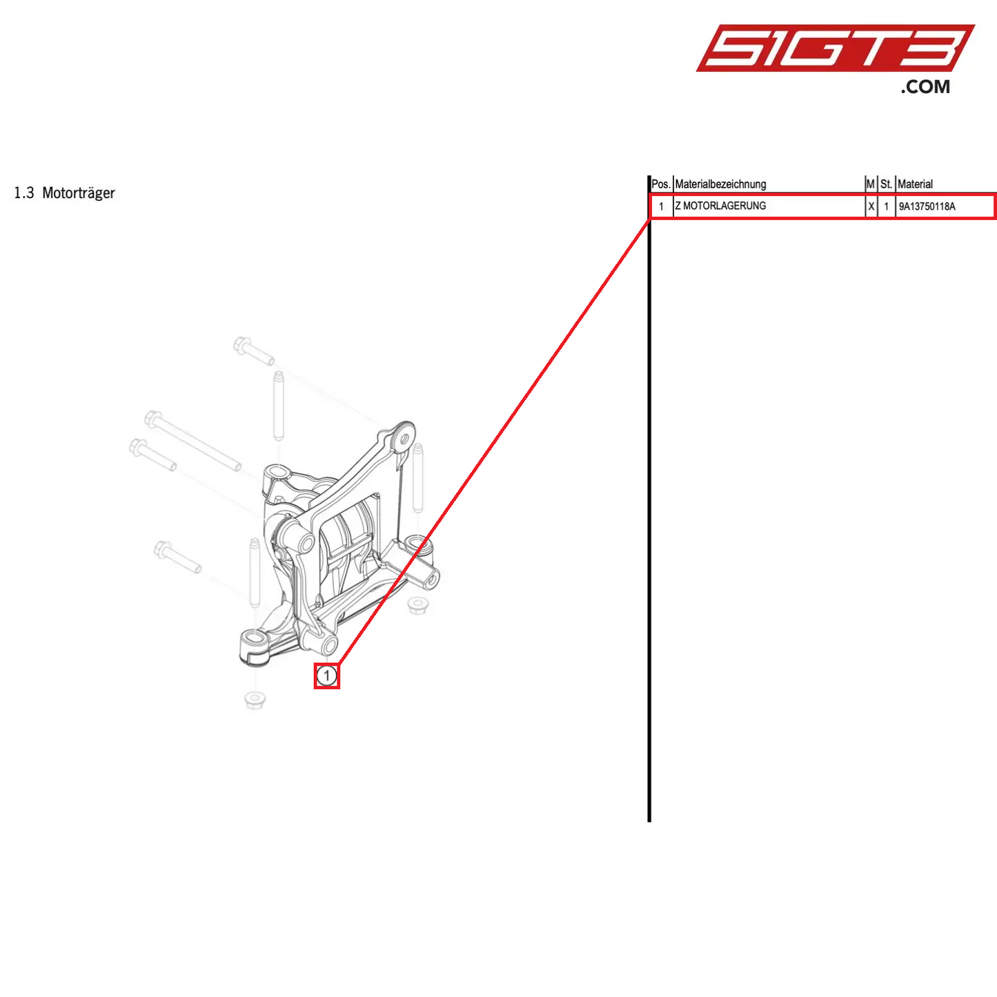 AS ENGINE SUSPENSION - 9A13750118A [PORSCHE Cayman 981 GT4 Clubsport]