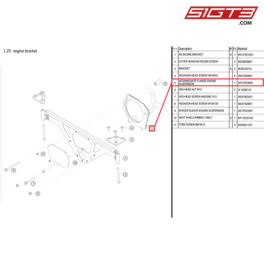 INTERMEDIATE FLANGE ENGINE SUSPENSION - 9A137523604 [PORSCHE 991.1 GT3 Cup (2017)]