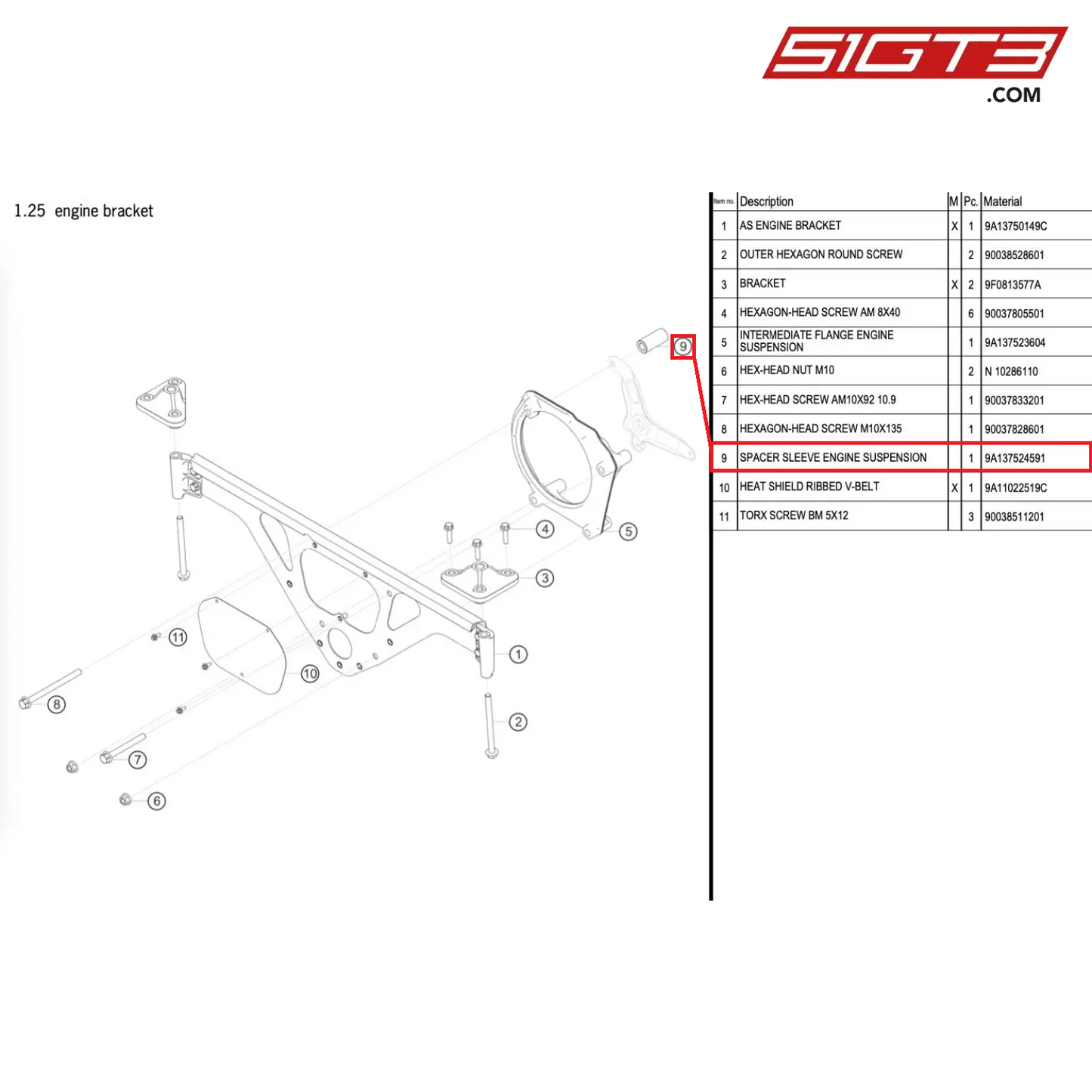 SPACER SLEEVE ENGINE SUSPENSION - 9A137524591 [PORSCHE 991.1 GT3 Cup (2017)]