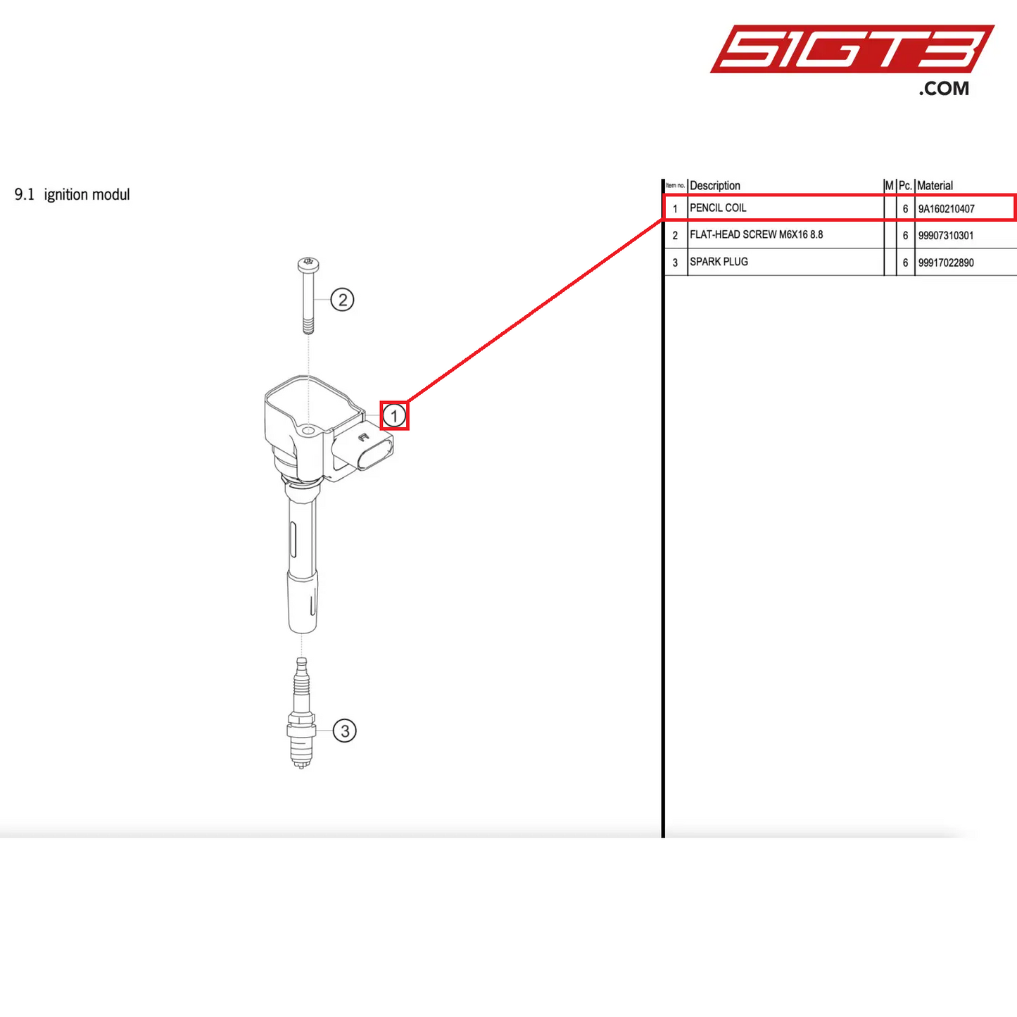 PENCIL COIL - 9A160210407 [PORSCHE 911 GT2 RS Clubsport]