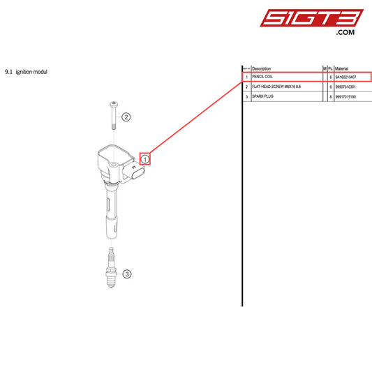 PENCIL COIL - 9A160210407 [PORSCHE 718 Cayman GT4 Clubsport]