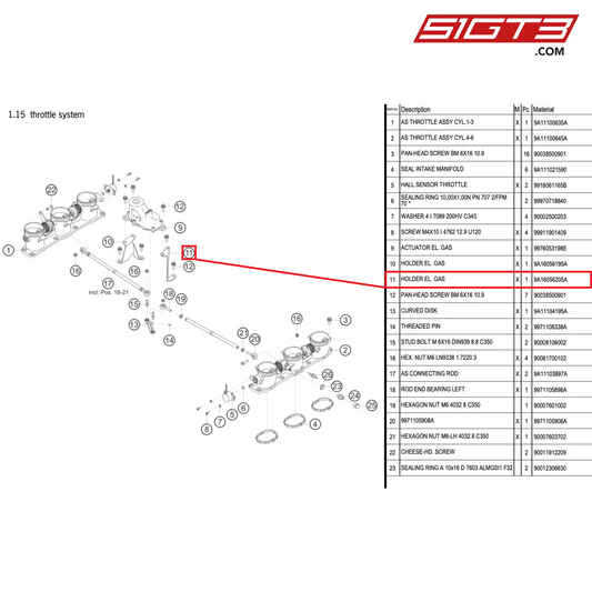 HOLDER EL. GAS - 9A16056205A [PORSCHE 911 GT3 R Type 991 (GEN 2)]